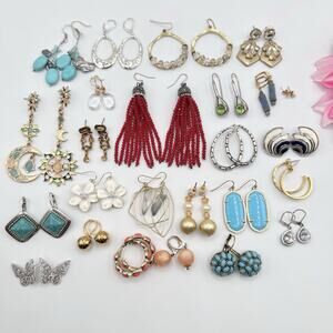 25 Pair Pierced Earring Lot Wearable Vintage To Now Costume Fashion Reseller Lot